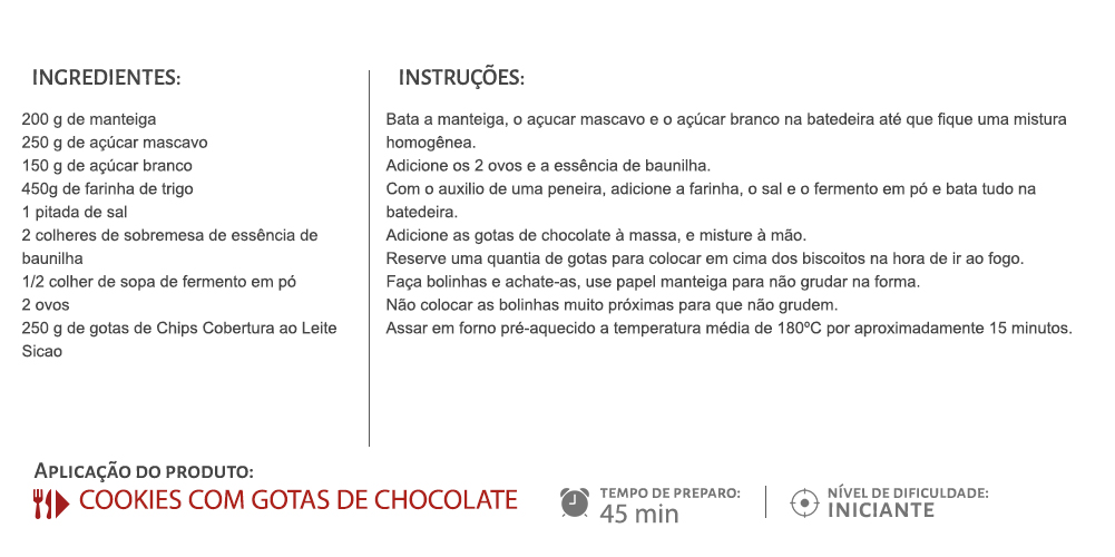 CHIPS COBERTURA AO LEITE SICAO 1,01KG CICAO, CIAO, SICAO, ILM-DR-0001242-B05, CHIPS, COBERTURA, CHOCOLATE AO LEITE - Chocolates e Sobremesas